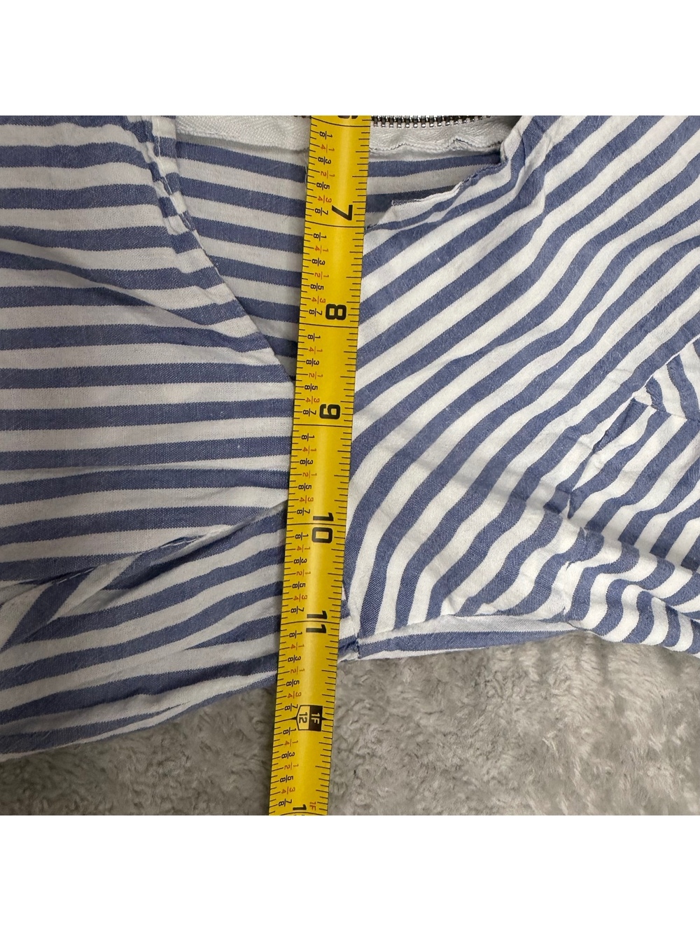Fashion Nova Jumpsuit XS Blue White Striped Strapless Cutout Wide Leg Cotton - Picture 7 of 8